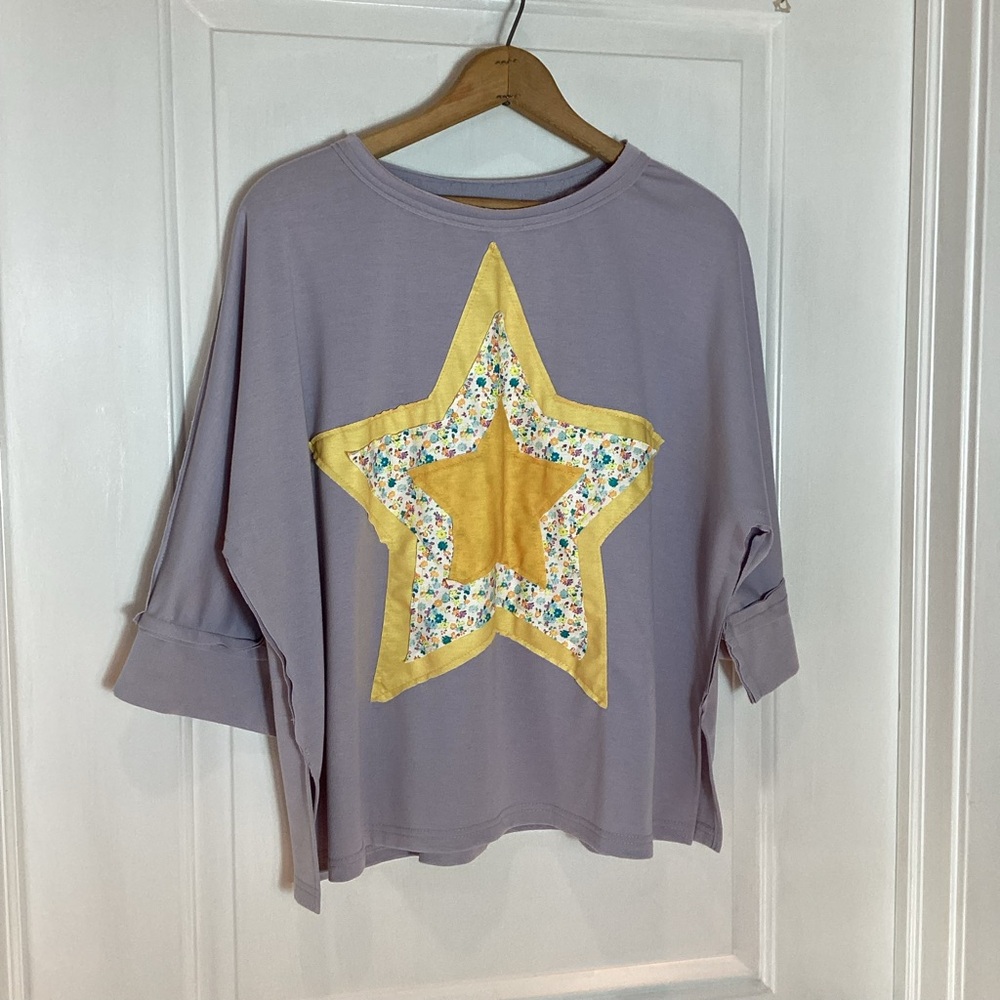 Purple Star Embellished Women's Top